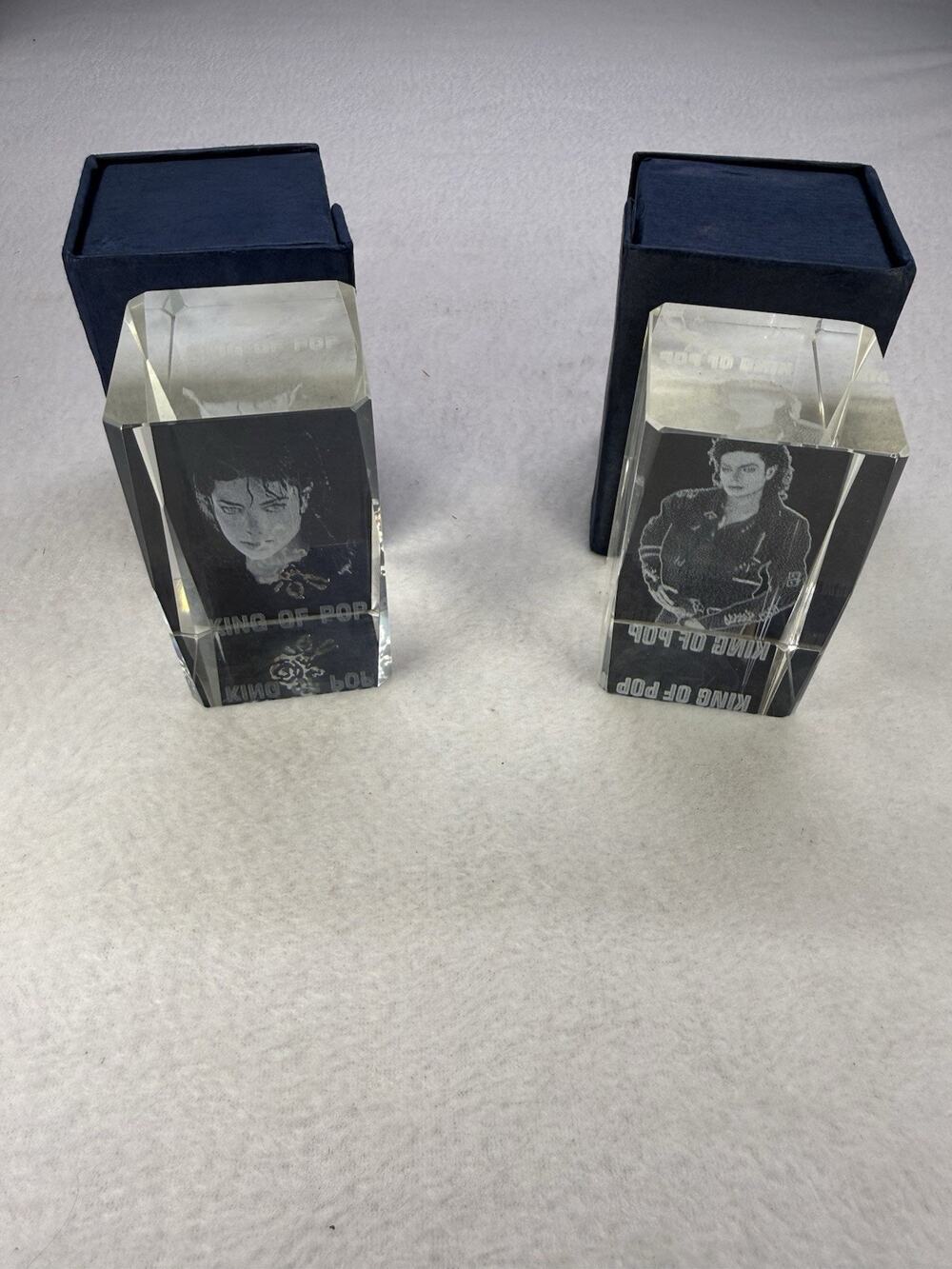 Michael Jackson Etched Glass Collectables In Case 3”